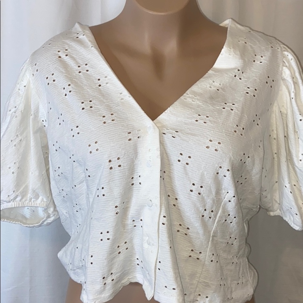 H&M White Eyelet Top